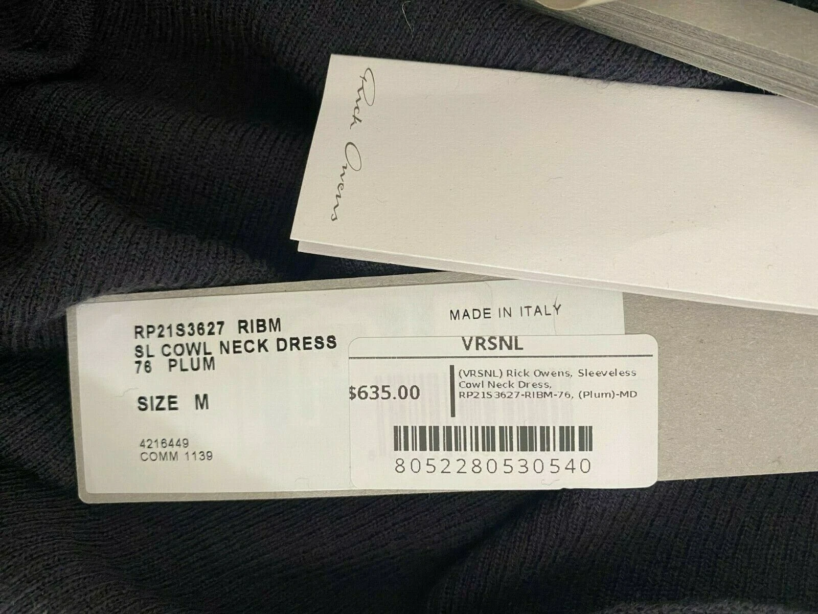 Abito body donna Rick Owens scollo cappuccio prugna taglia media