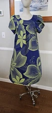 Hawiian Reserve Collection Blue And Green Dress Made In Hawaii Mkd Sz M As...
