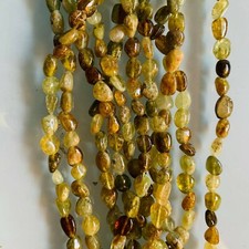 Green Garnet -Tsarvorite Potato Tumbled Nugget Gemstones Beads 6 8mm -15" Strand