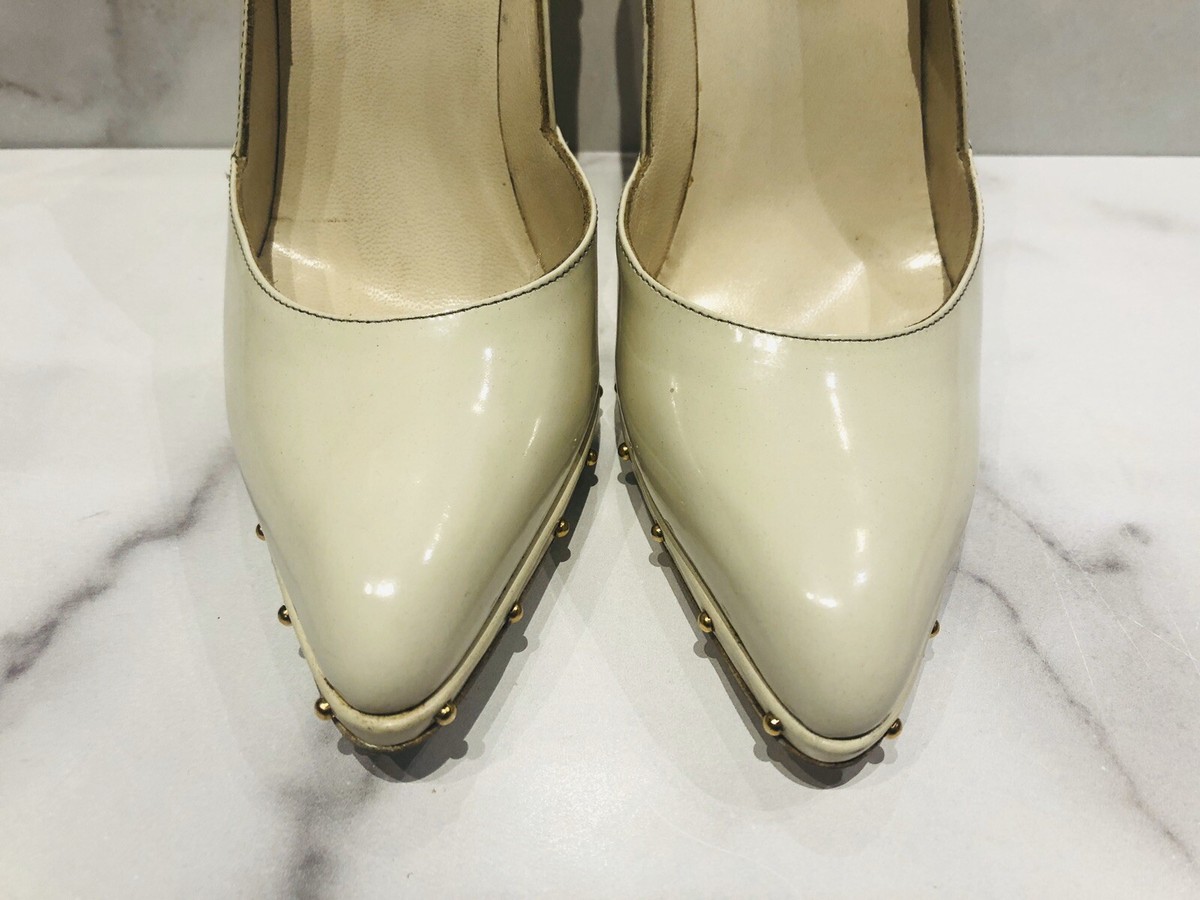 GUCCI by Tom Ford Fall 2003 White Leather Studded Heels Shoes | eBay