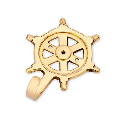 NKLAUS Maritim Haken Steuerrad 5,5x7,5cm aus Messing gold Wandhaken Türhaken