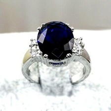 White Gold p 2.0ct Oval Cut Sapphire CZ Engagement Anniversary Party Ring