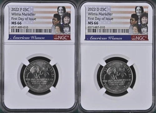 2022 P&D Wilma Mankiller 25c NGC MS 66 American Women Quarter FIRST DAY of ISSUE
