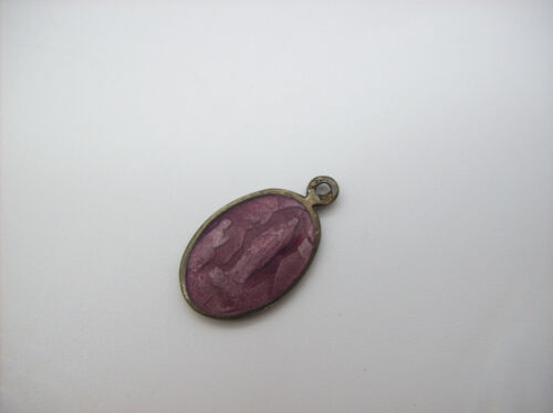 Medaglia Santa Vintage Cattolica Argento Rosa Viola Smalto Nostra Signora di Lourdes, x - Foto 5 di 10