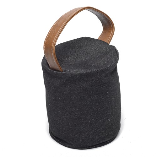 Doorstop Cover Cotton Denim Door Stopper Cube or Cylinder Faux Leather Handle - Picture 4 of 9