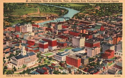 Nashville TN-Tennessee, Aero Plane View Capitol Memorial Square Vintage Postcard