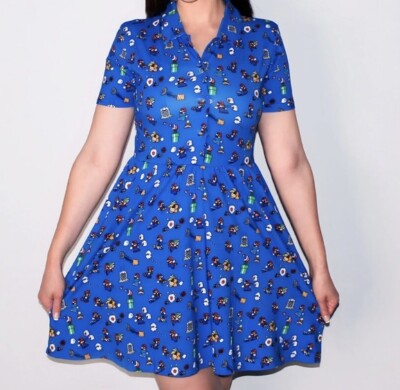 Cakeworthy Super Mario Bros 3 Button Up Dress M L NEW