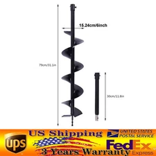 6 Inch Earth Auger Drill Bit W/Extension Bar Fit Most Diggers with a 3/4" Shaft!