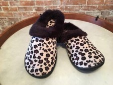 Charter Club Leopard Velour Faux Fur Memory Foam Slipper Scuff S 5-6New