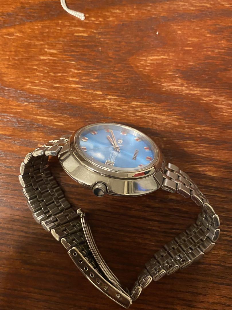 Citizen Crystal Seven 5929 Vintage Day Date 21j Blue Silver
