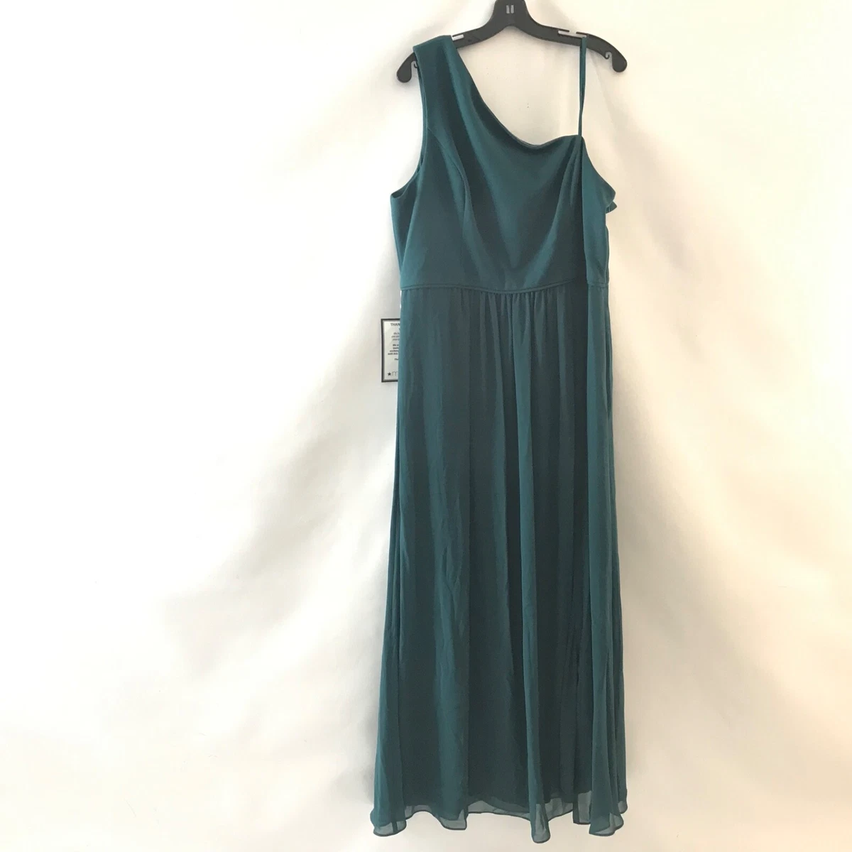 Hunter Green Dress - One-Shoulder Maxi Dress - Sleeveless Dress