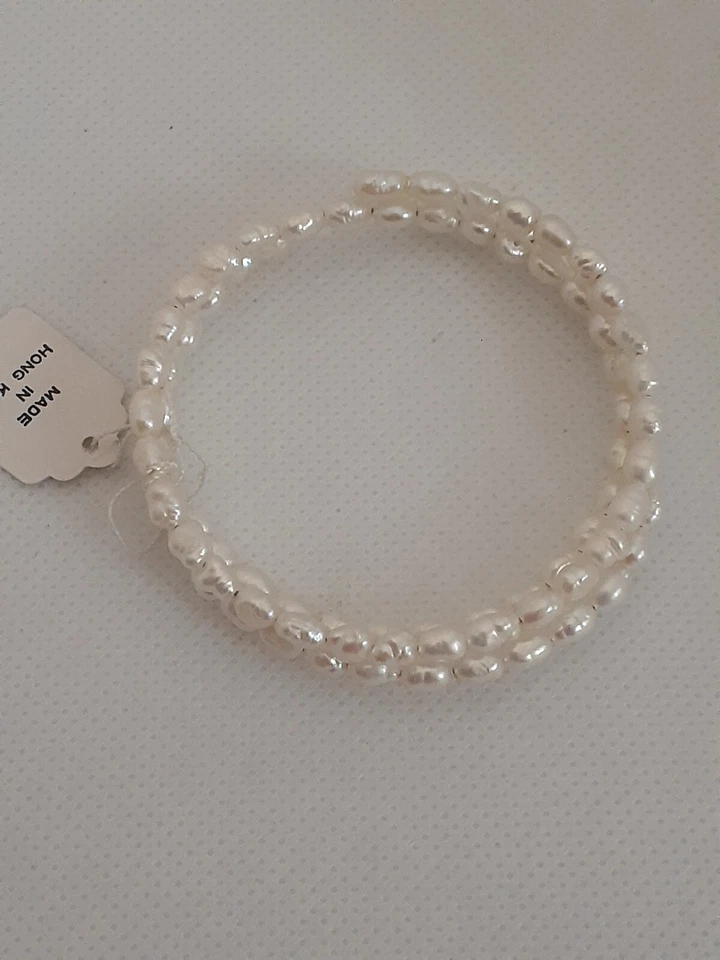 NOS genuine Seed pearl Memory Wire Bracelet. NWT - Image 3 of 4