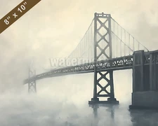 Bay Bridge in fog oil painting 8x10 Print