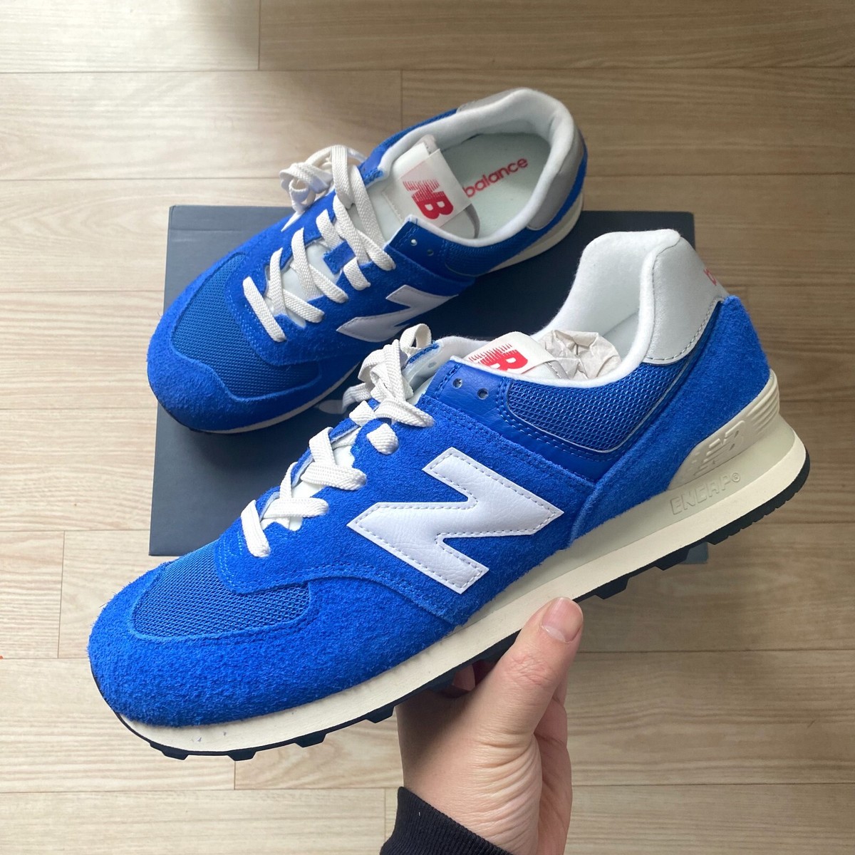 New Balance 574 Heritage Blue White Silver Mens Womens Sneakers