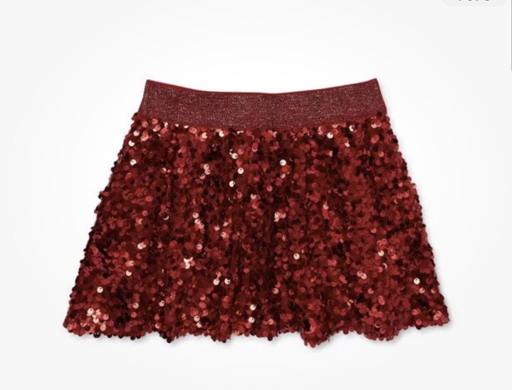 Girls Red Sequin Skirt Size 8 NEW