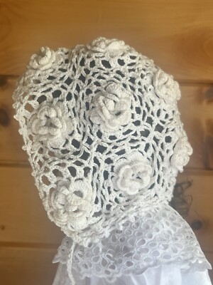 Vintage Crocheted Doll Hat Bonnet For Antique French & German Dolls