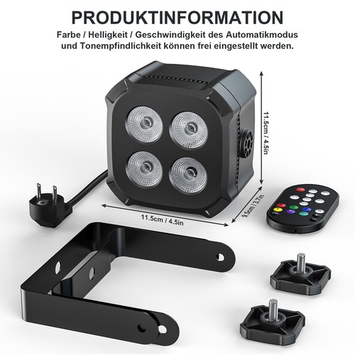 80W LED Par Strahler 4 LED Bühnenlicht Disco Partylicht RGBW DMX für Stage Show - Bild 9 von 18