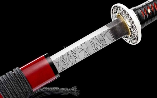 Chinese Dao 唐刀 Handmade Red Sword High Carbon Steel Full Tang Sharp KIRIHA-ZUKUR - Picture 4 of 10