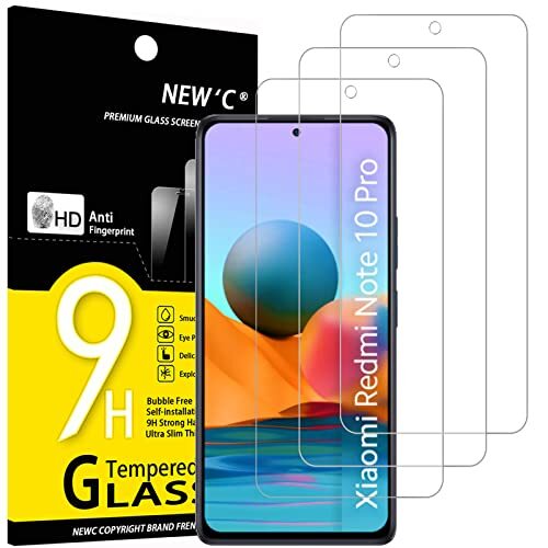NEW'C 3 Pezzi, Vetro Temperato per Xiaomi Redmi Note 10 Pro, Note 10 Pro (P9S)