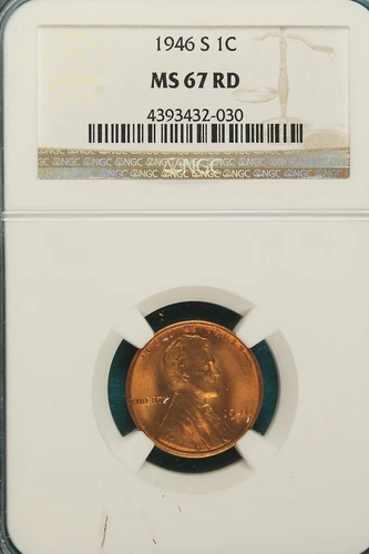 1946-S NGC MS67 RED Lincoln Wheat Cent!! #A6827