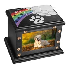 Large Wooden Funeral Pets Memorial Urns with Photo XLarge - 200 Cubic Inches