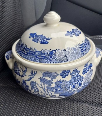 Churchill Blue Willow Cuserole Sope Gemüse Deckelschale Made in England sehr guter Zustand