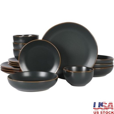 Stoneware Dinnerware Set 16pc Includes Plates Bowls Versatile Kitchen Tableware