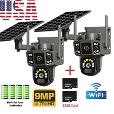  9MP4K Dual Screen Solar Camera Outdoor Wireless WiFi PTZ Dual Lens Security
