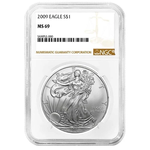 2009 $1 1-oz American Silver Eagle NGC MS69 Brown Label