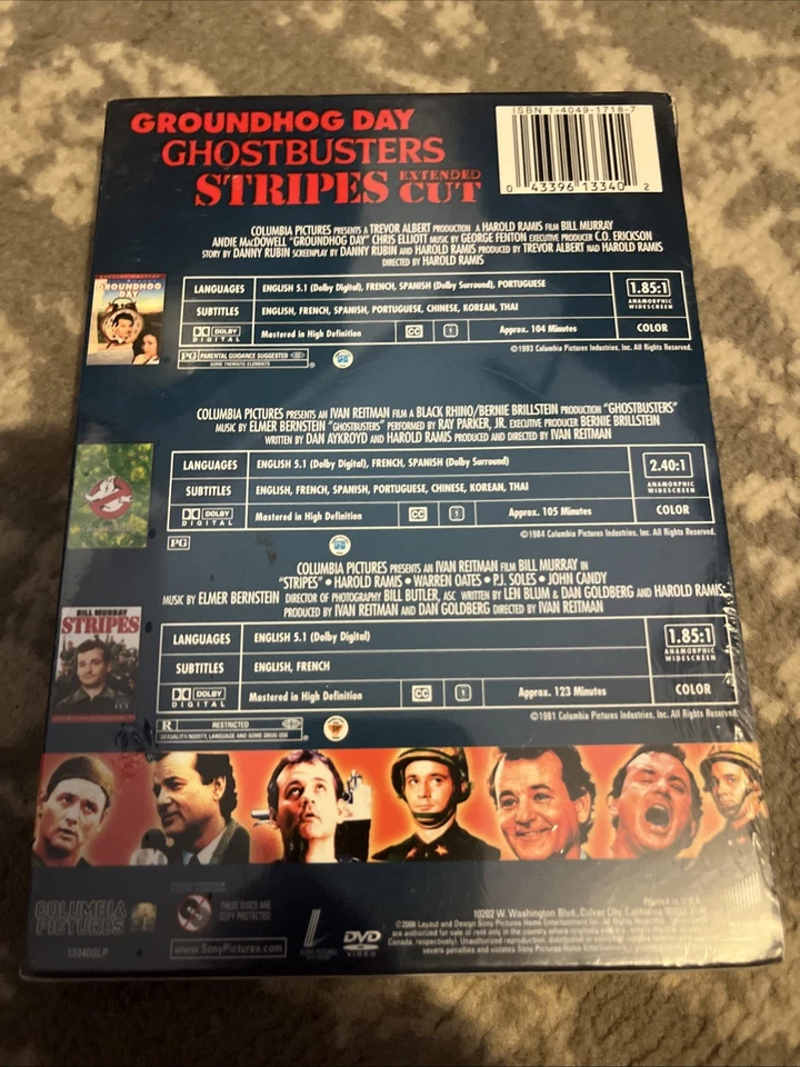 Bill Murray Comedy Collection Ghostbusters/Stripes/Groundhog Day (DVD, 2006) New - Image 2 of 2
