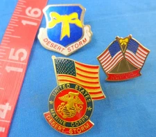 Desert Storm United States Marine Corps Metal Enamel Lapel Pin Lot of 3 Differen