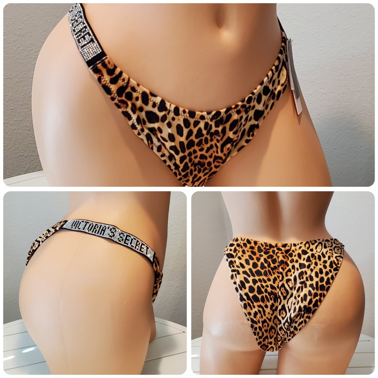 Victorias Secret Swim Bikini Brazilian Shine Strap Leopard
