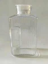 Vtg Anchor Hocking Ribbed Glass Refrigerator Pitcher 2 Qt Rectangular Water Jug