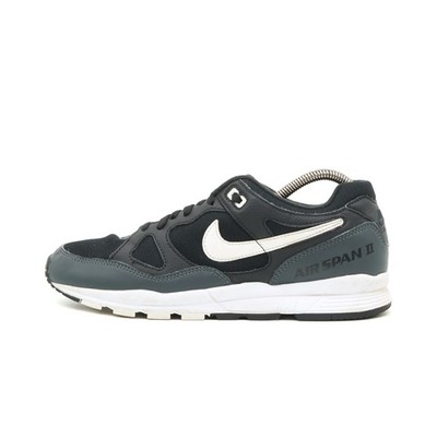 Nike Herren Air Span II Sportschuhe Schwarz Weiß Leder Low-Top Sneaker EU 42