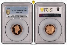 1988 2 Cent Coin - PCGS PR69DCAM Proof - Queen Elizabeth II