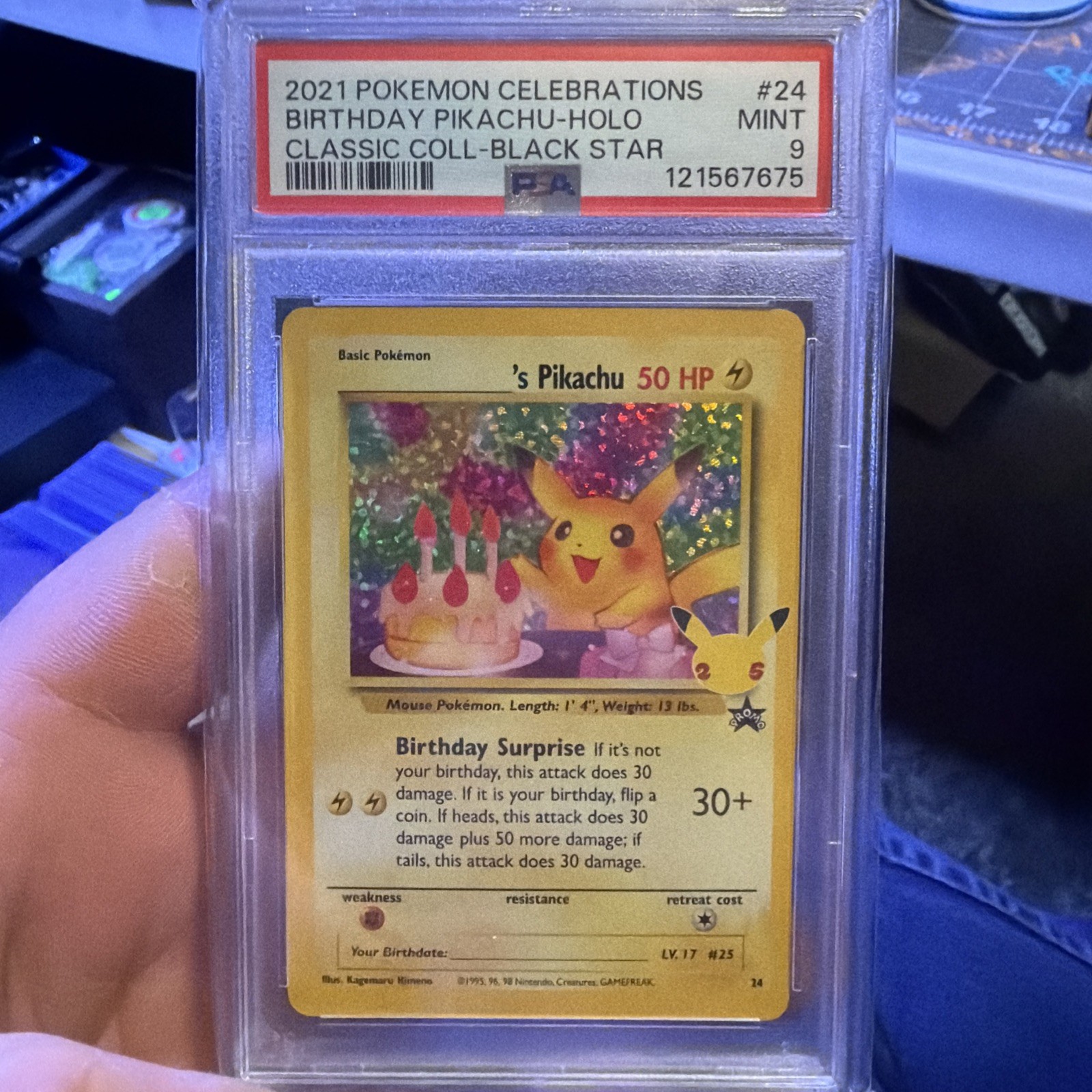 Celebrations Birthday Pikachu Holo #24 Classic Collection PSA 9 Mint