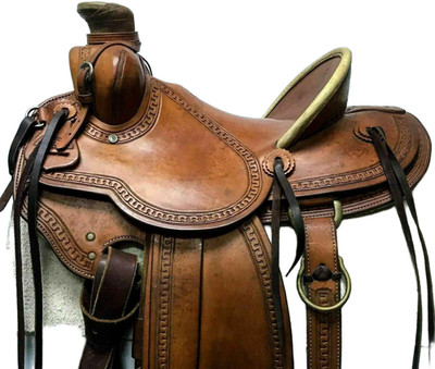 Western Ranch Roping Leather Horse Saddle Wade Tree A Fork Work Tooled Carved