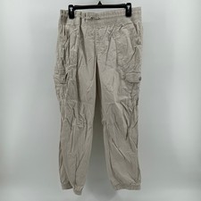 Calvin Klein Performance Cargo Pants Beige Drawstring Waist Stretch Women Large