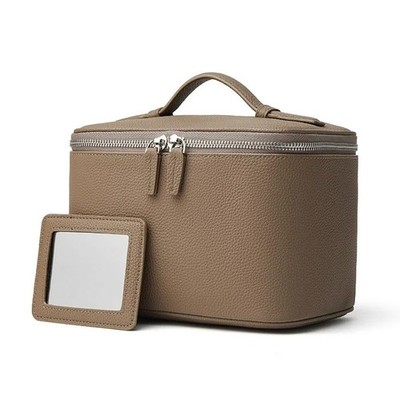 2025 Genuine Cowhide Leather Makeup Bag Luxury Travel Cosmetic Case large