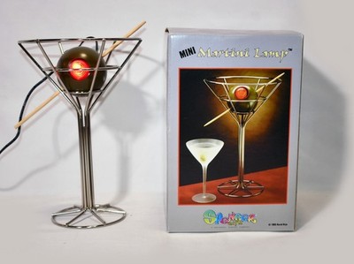 Vintage David Krys 1993 Chrome Mini Martini Manhattan Bar Light Lamp Olive & Box