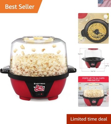 Stir Crazy Hot Oil Popcorn Popper, Popcorn Maker Machine with Large Serving B...
