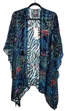 Johnny Was Burnout Velvet Shawl Poncho Cape Biscay Bouquet One Size $248