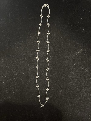 925 Sterling Silver Bar Link Beaded Choker Necklace 17.5 Inches IBB Stamped