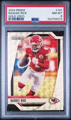 2024 Panini Prizm Rashee Rice #141 Gold Vinyl 4/5 Jersey Number PSA 8 None Highr