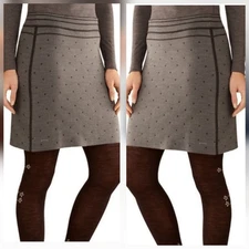 Smartwool Mini Dot Reversible Mini Skirt Taupe Heather Sweater Knit Womens M