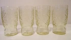 4 Vintage Federal Madrid Amber Depression Glass Juice Glasses 3 3/4"