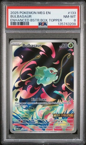 2025 POKEMON MEG EN-MEGA EVOLUTION ENHANCED BOOSTER BOX TOPPER BULBASAUR PSA 8