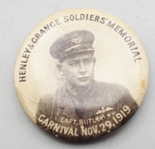 WWI 1919 Australian Henley & Grange Soldier's Memorial Carnival CPT Butler Pin