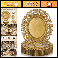 Set of 12 Antique Gold Charger Plates - 13" Round Decorative Plastic Dinnerware