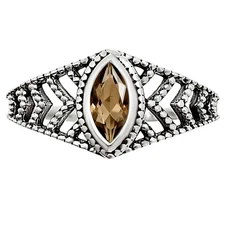 Natural Smoky Quartz - Brazil 925 Sterling Silver Ring s.8 Jewelry R-1270
